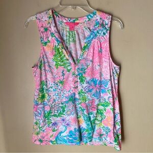 Lilly Pulitzer Floral Sleeveless Top; Size M